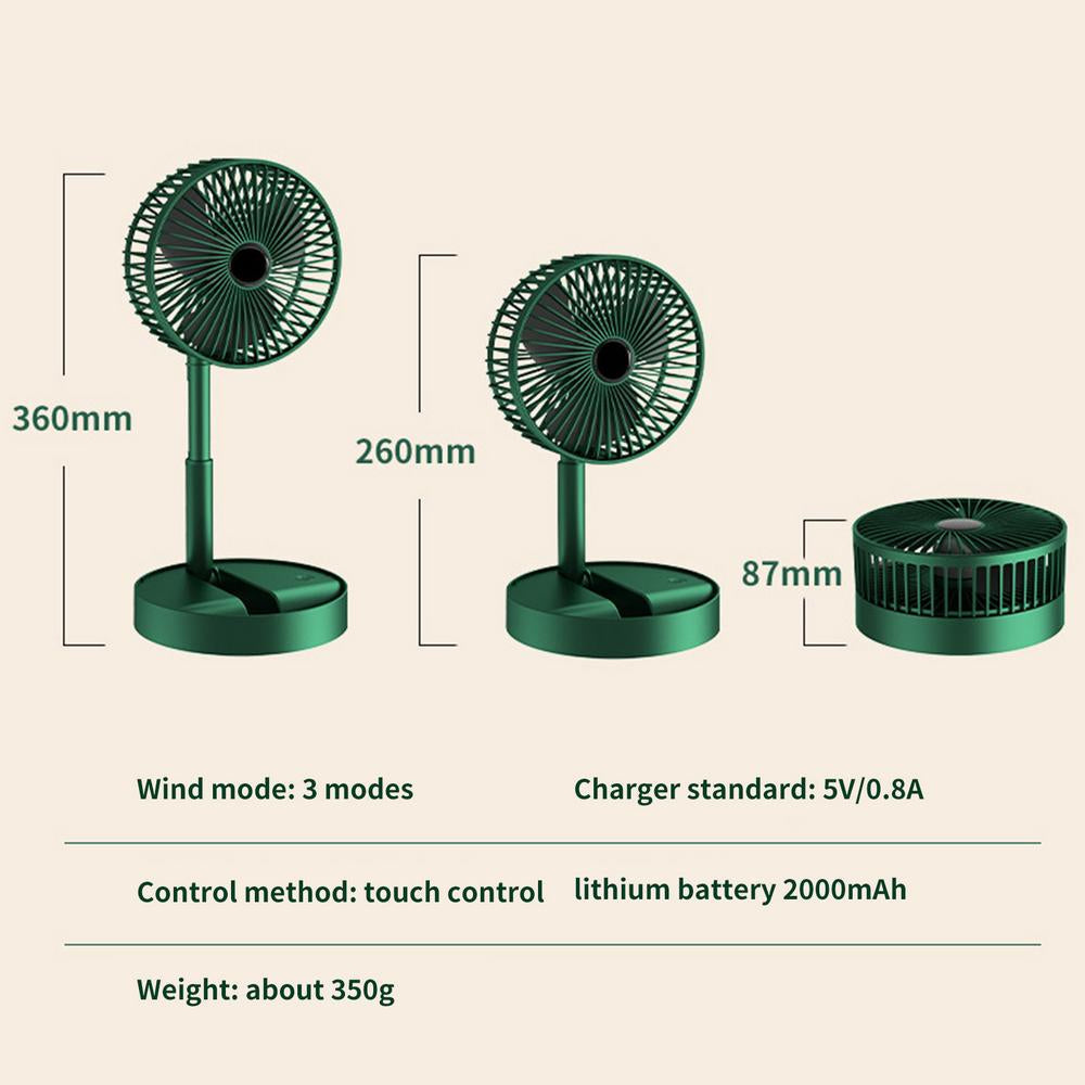 FEIDIAO Rechargeable Telescopic Foldable Mini Fan – Low Noise Portable Desktop & Outdoor Fan
