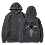 Men’s Grey & White Graphic Oversized Hoodie | Stylish Printed Pullover Sweatshirt | Winter Streetwear