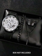 4 Pcs Golden Watch & Jewelry Set