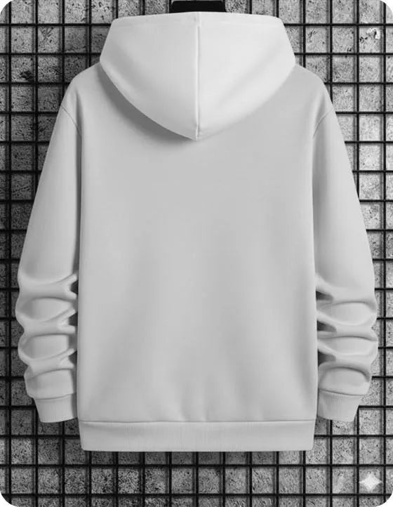 Men’s Grey & White Graphic Oversized Hoodie | Stylish Printed Pullover Sweatshirt | Winter Streetwear