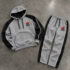 Men’s Premium Grey & Black Polyester Fleece Tracksuit | Urban Sprint