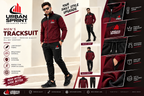 Urban Sprint Men’s Fleece Tracksuit – Maroon & Black