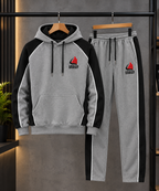 Men’s Premium Grey & Black Polyester Fleece Tracksuit | Urban Sprint