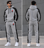 Men’s Premium Grey & Black Polyester Fleece Tracksuit | Urban Sprint