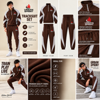 Men's Brown & Grey Half-Zip Tracksuit Set | Urban Sprint