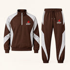 Men's Brown & Grey Half-Zip Tracksuit Set | Urban Sprint