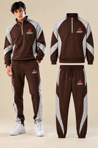 Men's Brown & Grey Half-Zip Tracksuit Set | Urban Sprint