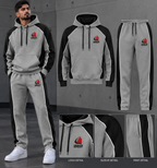 Men’s Premium Grey & Black Polyester Fleece Tracksuit | Urban Sprint