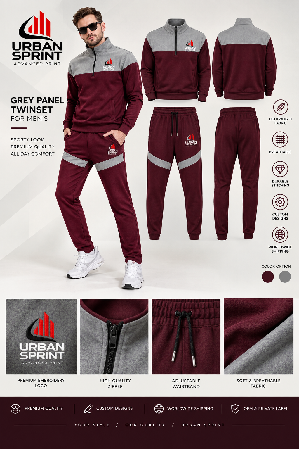 Urban Sprint Men’s Polyester Fleece Tracksuit